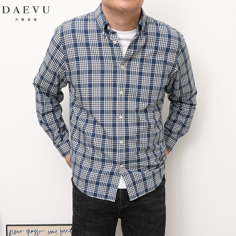 男士长袖衬衫衬衣大码男休闲格子
