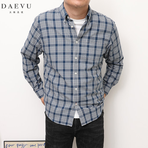 男士长袖衬衫衬衣大码男休闲格子