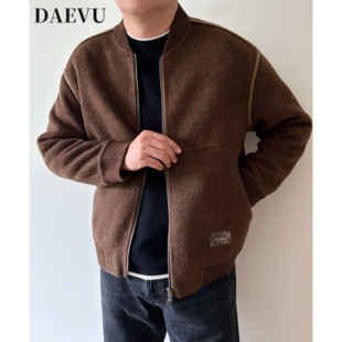 大依无忧大码男装冬季新款韩版胖人加肥加大男士短款休闲毛呢外套
