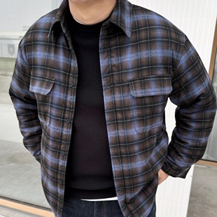 大依无忧冬季新款大码格子衬衫棉衣胖子加肥加大男款二棉衬衣外套