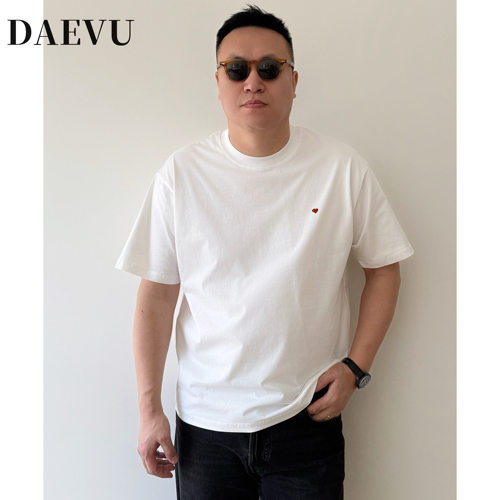 大依无忧夏季新款简约打底潮胖子大号加肥加大码圆领男士短袖t恤