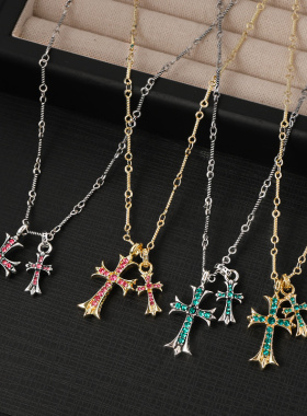 k罗星锁骨链水钻大小双十字架