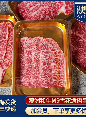 澳嘉澳洲和牛M9+雪花烧烤肉食材牛排原切日式烤肉官方旗舰店