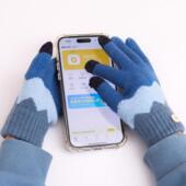 小男孩加厚薄款 儿童可触屏手套冬天保暖男童五指毛线7 8岁6秋冬季