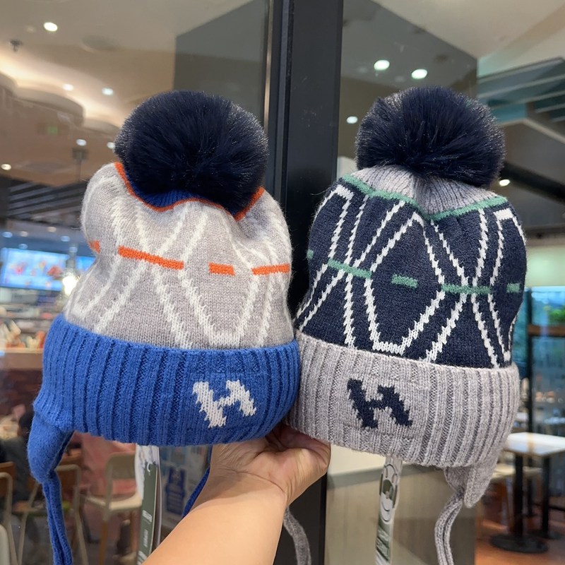 快乐校园男童女童针织毛线护耳帽