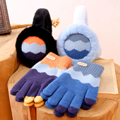 儿童手套耳罩套装 五指冬季 保暖男童加厚全指防寒防风护耳男孩骑行