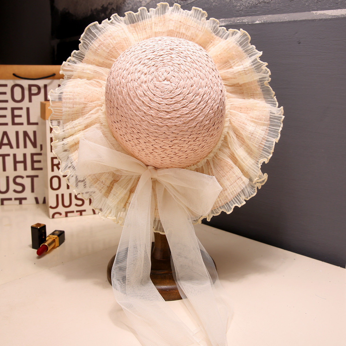 亲子草帽夏季母女大檐遮阳帽子女童女士时尚百搭海边沙滩帽太阳帽