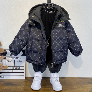 男童冬季加厚羽绒服2024新款洋气儿童白鸭绒棉衣外套痞帅宝宝棉袄