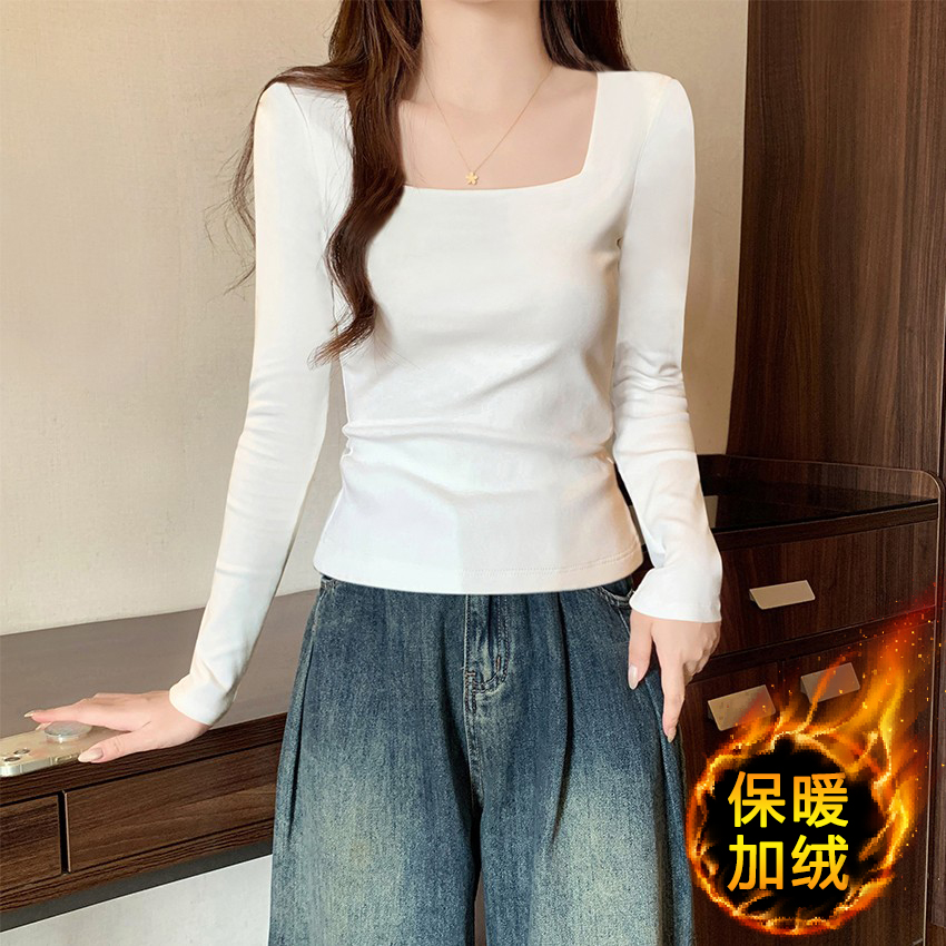 白色方领打底衫女2025新款内搭