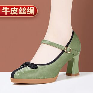 澳曼琳旗袍鞋复古单鞋夏新中式国风款高粗跟百搭配马面裙的鞋子女