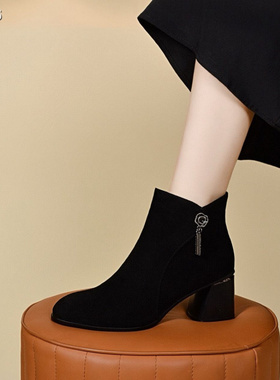 显瘦瘦短靴女马丁靴小众ins2025年秋冬季新款侧拉链骑士靴女