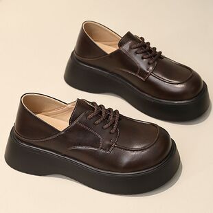 英伦风小皮鞋女款2026新款夏季黑色鞋子女单鞋软底厚底乐福鞋