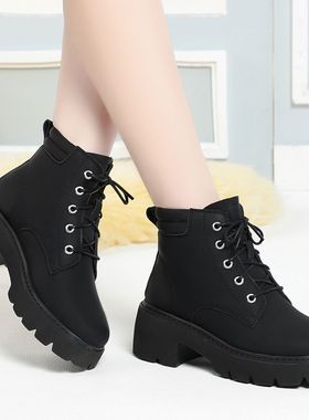 妈妈马丁靴真皮单靴春秋冬羊毛靴小码32.33.34中老年厚底防滑棉鞋