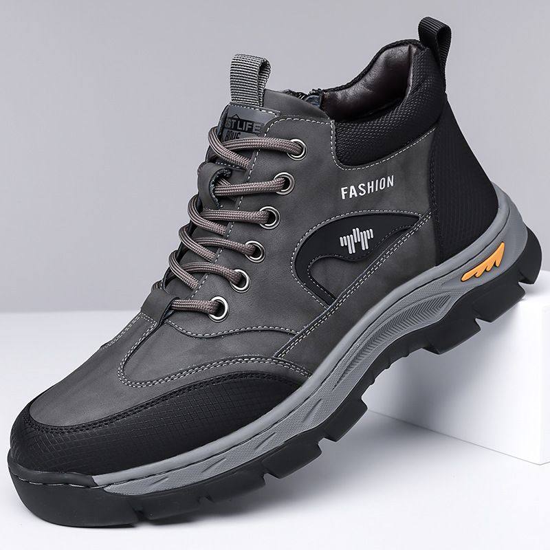 时尚棉鞋男运动户外工装鞋防滑耐磨旅游鞋加棉加厚登山鞋男士雪地