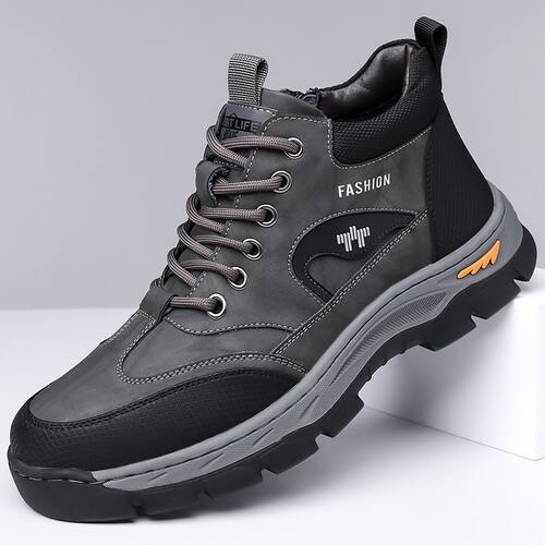 时尚棉鞋男运动户外工装鞋防滑耐磨旅游鞋加棉加厚登山鞋男士雪地