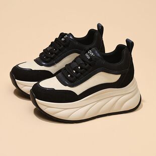 2026春季新款女鞋百搭透气鞋厚底增高休闲鞋女款老爹鞋