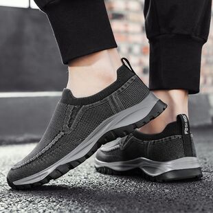 男士 户外运动休闲鞋 潮透气健步鞋 夏季 飞织单鞋 新款 袜子鞋 时尚 韩版