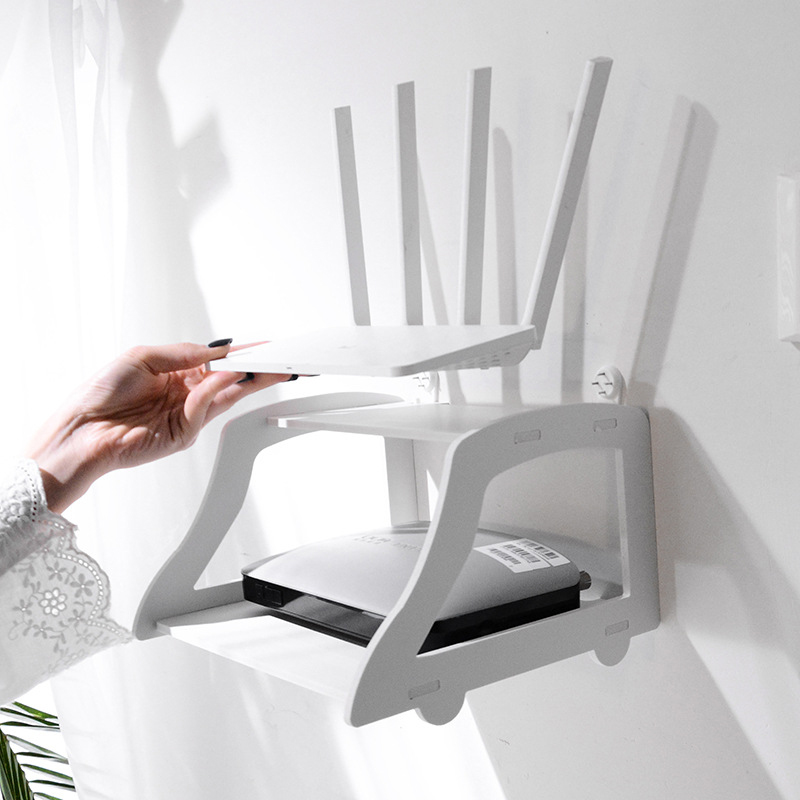 镂空创意机顶盒架路由器wifi墙上置物架客厅壁挂双层收纳架置物架