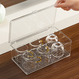 茶具收纳盒办公室客厅桌面架子轻奢防尘放玻璃杯咖啡水杯架