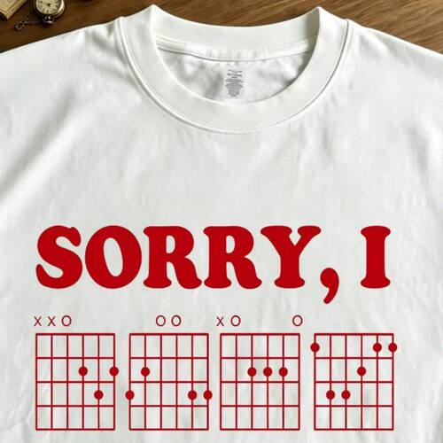 吉他谱重磅SORRY棋局男女情侣音乐宽松圆领纯棉短袖T恤搞笑印花