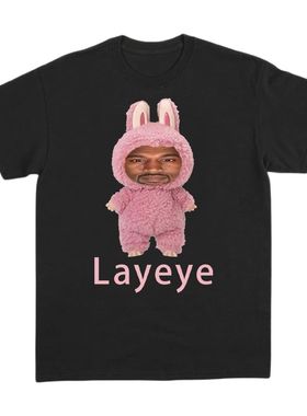 恶搞kanye layeye 印花T恤夏季纯棉短袖t恤男女搞怪嘻哈宽松上衣