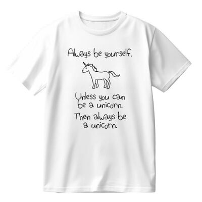 always be yourself unicorn独角兽可爱男字母t恤衣服棉短袖上衣