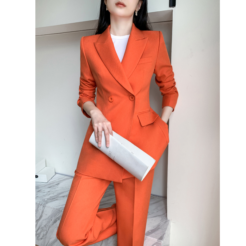 橙红色西装套装女2025新款春季职业装时尚气质名媛高级感休闲西服