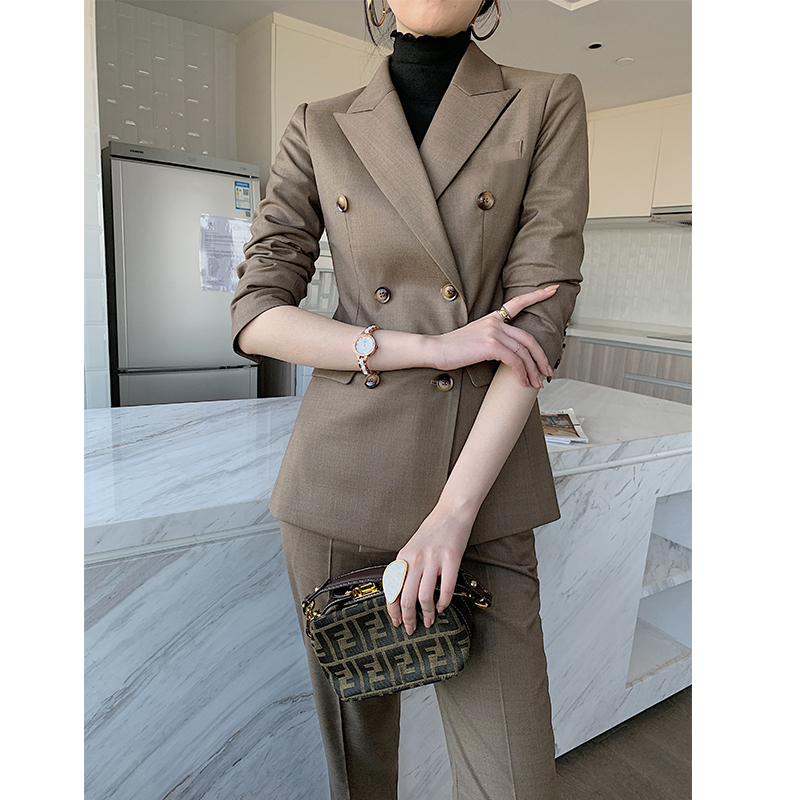 卡其色小个子西装套装女2025春季新款高级感职业正装时尚休闲西服