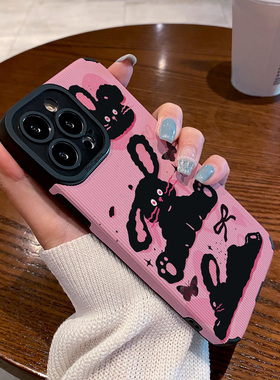 适用小米15 14 13 11 10 12青春版 14ultra手机壳小米9 17 15 pro保护套硅胶壳软男女新款粉底黑色兔子蝴蝶