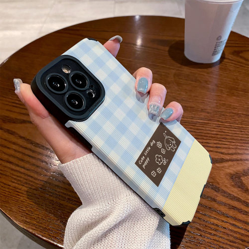 适用vivo s50手机壳s30/s20/s19/s18/s17/s16e/s15/s12/10/pro新款promini皮质软防摔保护套蓝格手绘碎花小狗