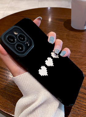 适用小米红米k70 k60 10X K20 k90PRO手机壳k90s至尊版 K40S K50 PRO 5G保护套像素风暗黑白色爱心男女潮新款