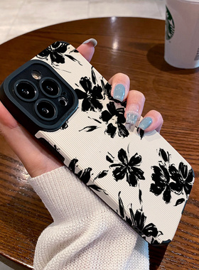 适用vivo S17 S16 S15 S12 S10 pro手机壳s9 s7 s6 s16pro s1 s30 e保护套黑色墨水花朵硅胶软壳男女创意高级