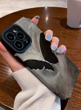 适用vivo Y97 Y93 Y85 Y81S Y77 Y76S Y73S Y71 Y70S手机壳Y55S Y33 Y30新款高级保护套艺术抽象黑色蝴蝶