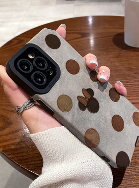 适用小米红米note15手机壳note 14/12/11/10防摔15pro+硅胶11t皮质新款秋冬翻毛皮波点卡通少女高级感保护套