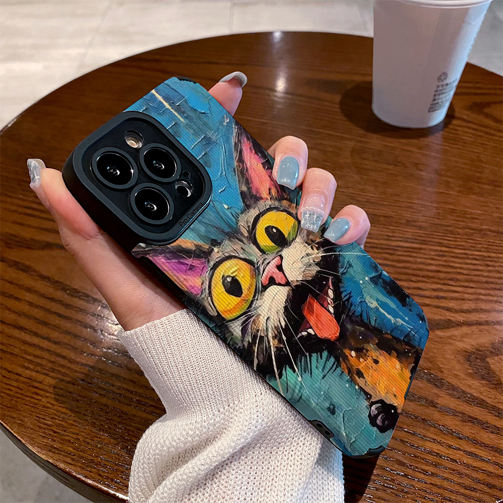 适用小米15手机壳14新款13防摔12ultra硅胶11青春17皮纹软镜头全包pro高级抽象艺术猫咪油画个性保护套外壳