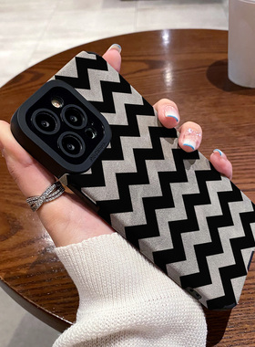 适用vivo x100 x90 x80 x70 x60 x50 pro手机壳x27翻毛皮黑色几何纹理x23幻彩版新款防摔硅胶皮纹高级保护套