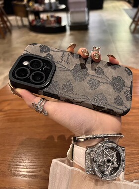 适用vivo Y97 Y93 Y85 Y81S Y77 Y76S Y73S Y71 Y70S手机壳Y55S Y33 Y30新款高级保护套翻毛皮秋冬款黑玫瑰花