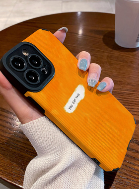 适用华为mate60pro mate 50 40 80e手机壳p60 p50 p40新款nova11 15 9 8 7 6高级保护套小众橙色涂鸦英文标签