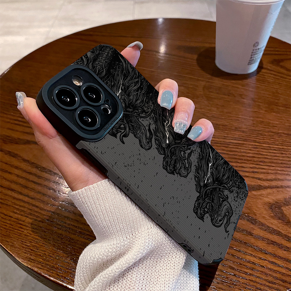 适用vivo s20手机壳s19/s18/s17/s16e/s15/s30/10/pro新款s9e/s7硅胶皮质软防摔高级暗黑水墨绘画黑龙保护套