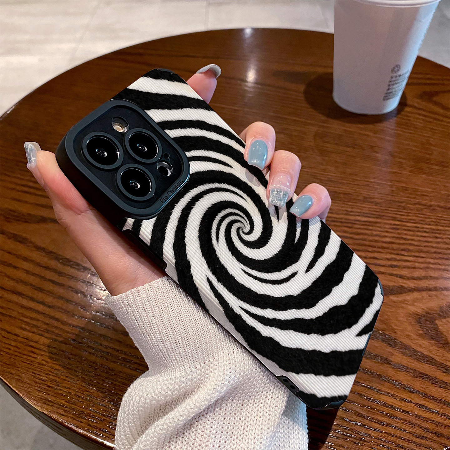 适用一加15手机壳一加ACE5新款3防摔2PRO硅胶1+13皮纹12软11镜头全包11R高级男女保护套外壳黑白斑马纹螺旋涡