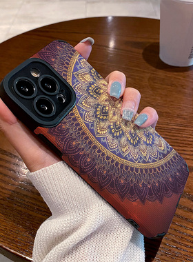 适用华为mate70 60 50 40 80e pro手机壳Pura70 p60/50/40新款nova13/12/11/15/9防摔保护套拼接半圆花纹图腾