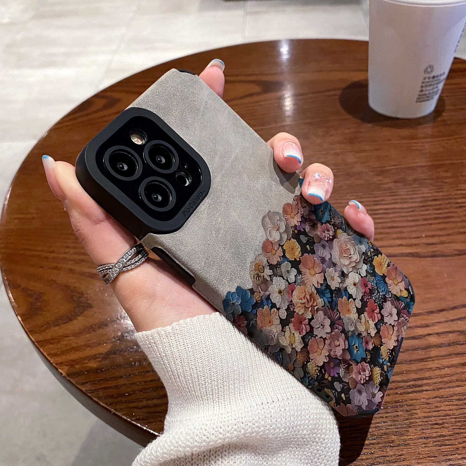 适用苹果15手机壳iphone15promax新款16pro硅胶13防摔12翻毛皮艺术油画彩色花朵11女17 Air 14plus XR保护套