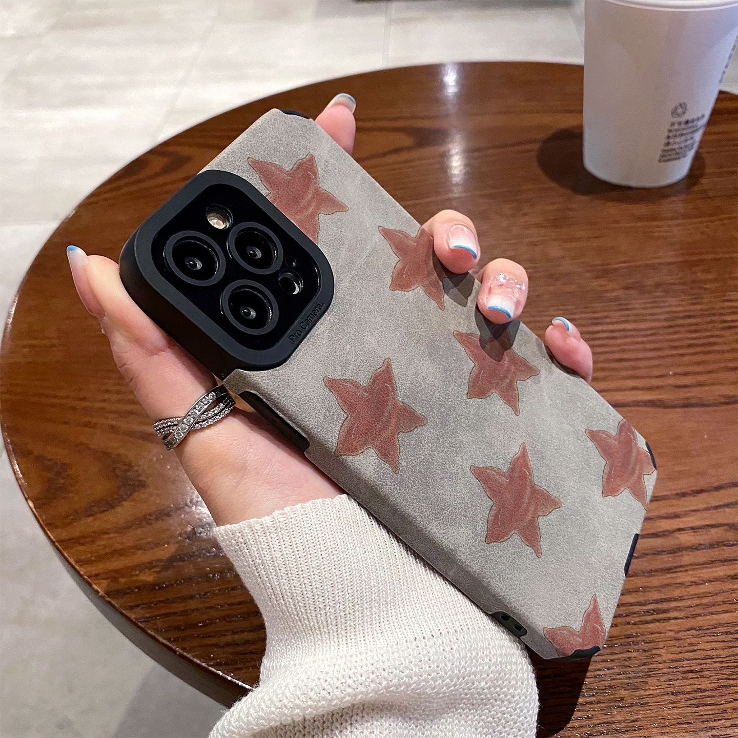 适用苹果15promax手机壳iphone17硅胶16pro皮质13软12防摔新款秋冬翻毛皮简约粉色星星Xsmax情侣14plus保护套