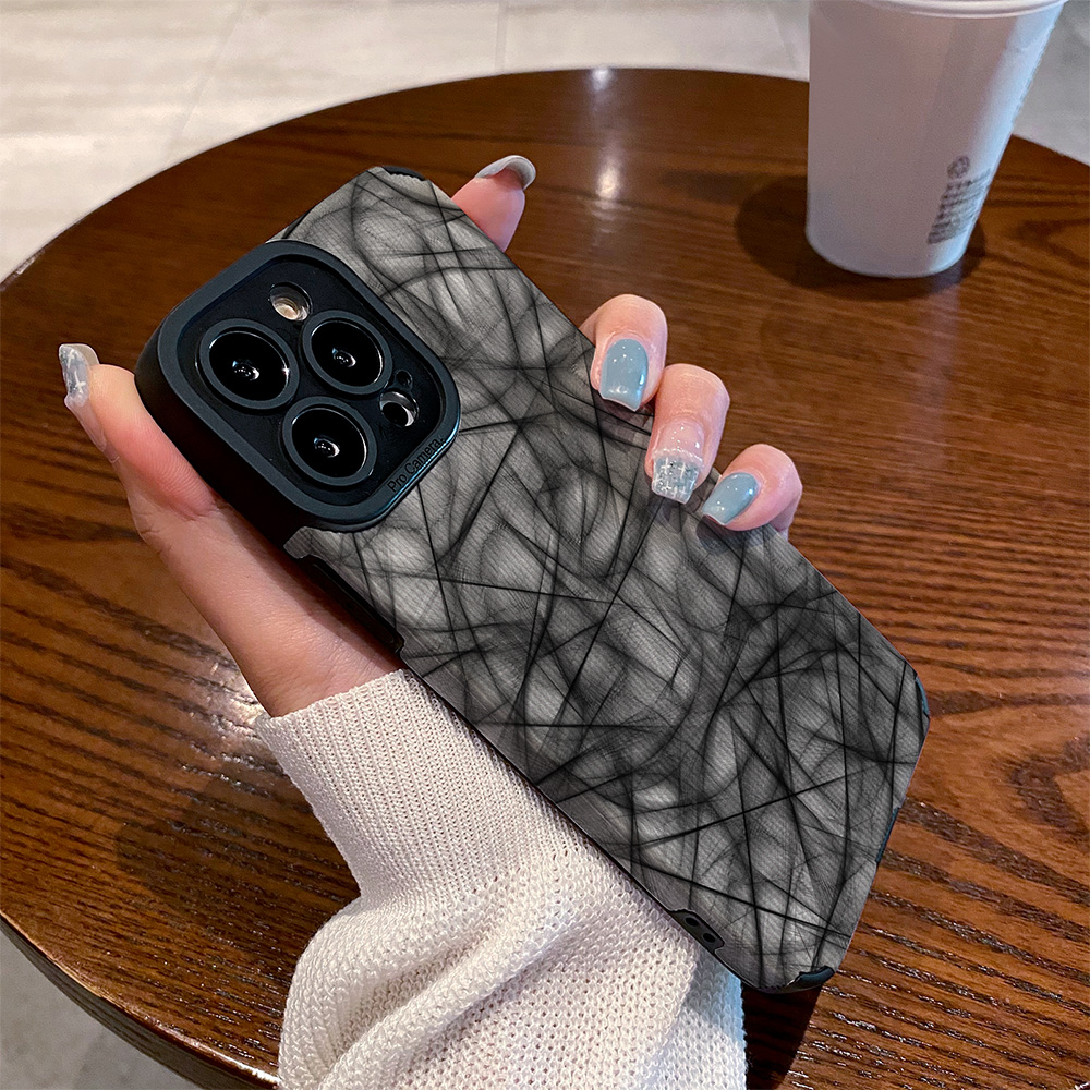 适用小米15手机壳14新款13防摔12ultra硅胶11青春17皮纹软镜头全包pro高级抽象黑灰交织纹理个性保护套外壳