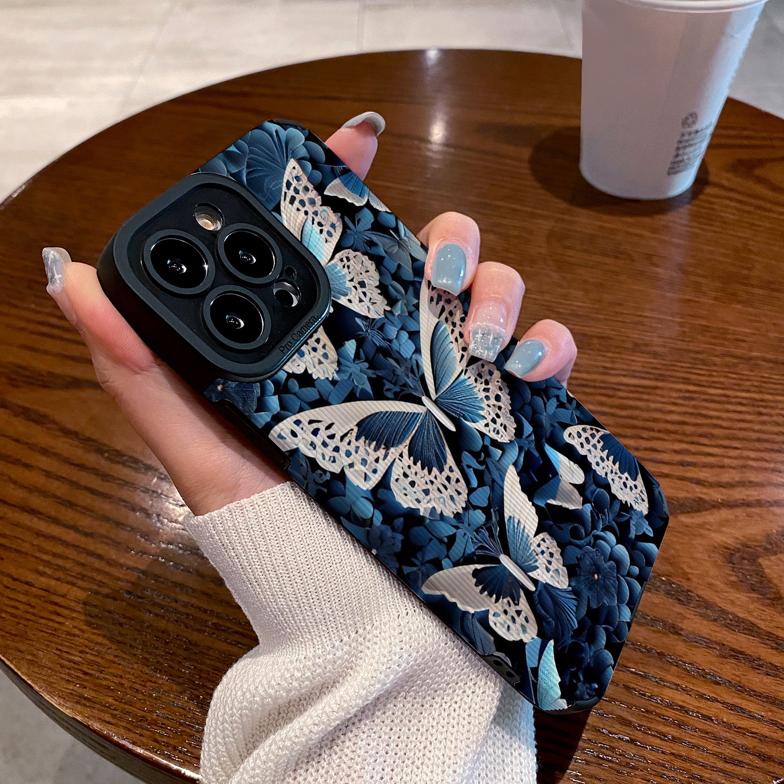 适用vivo iqoo11 10 9pro手机壳iqooneo8新款 8pro防摔 7se 6 neo5活力7竞速版z5保护套小众蓝色复古蝴蝶标本