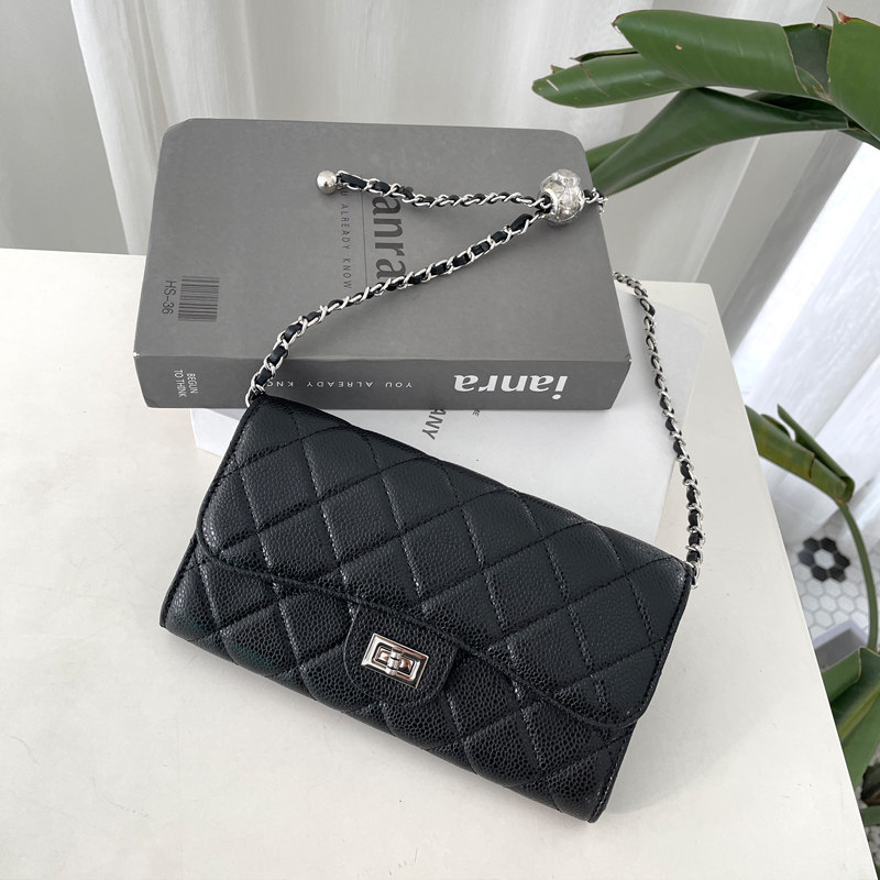 真皮小香风菱格链条包小金球单肩斜挎小包2025新款球纹牛皮多卡位