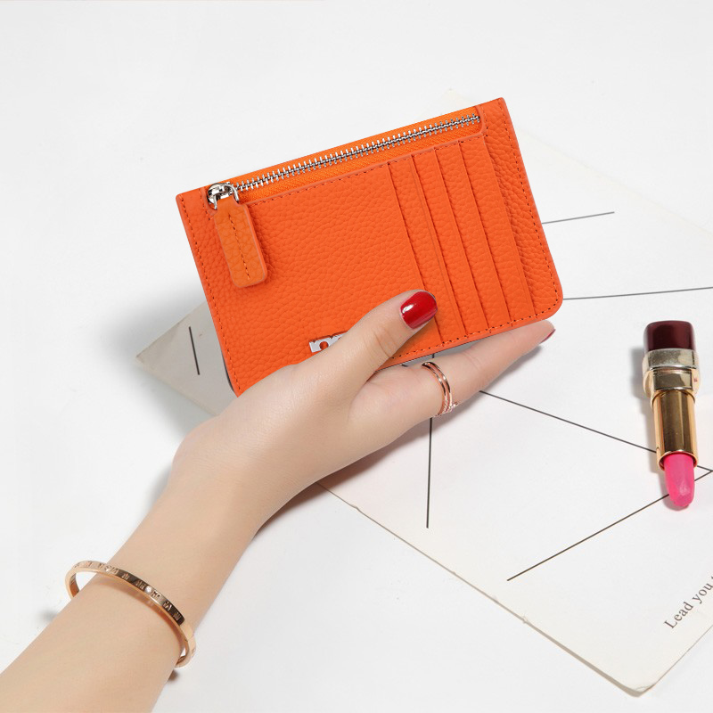 真皮拉链零钱包插口袋证件包软牛皮小钱包2025新款超薄款拉链卡包