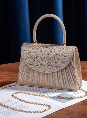 2025新款名媛宴会包单肩斜挎晚宴包放大红包手机时尚镶钻手提包女