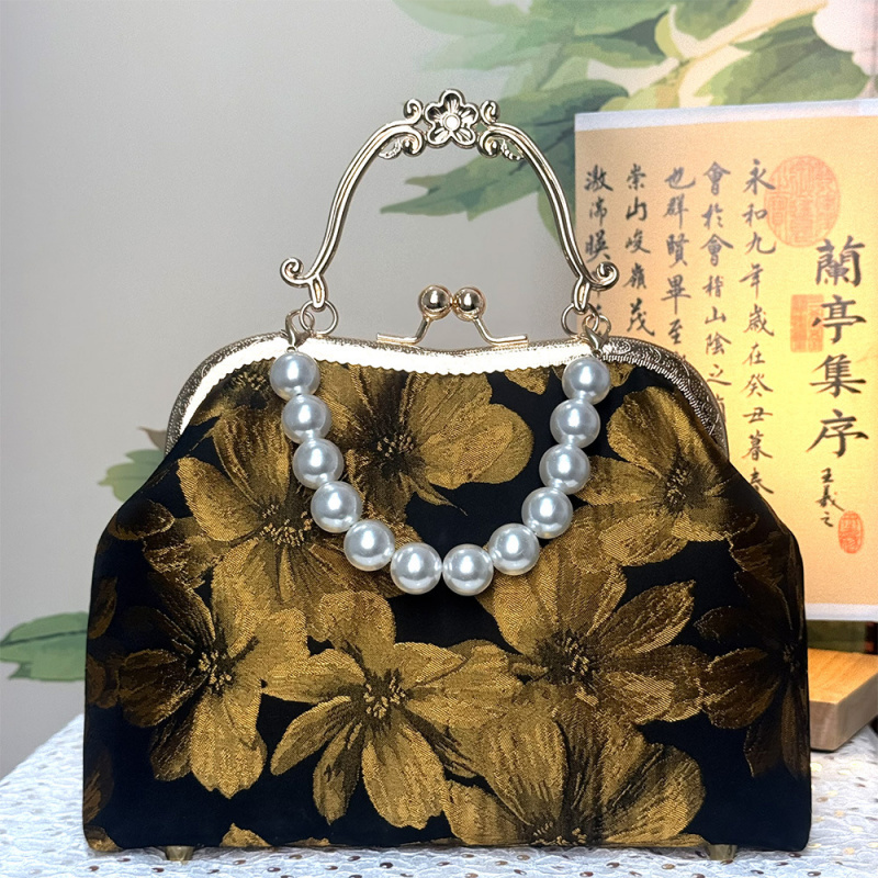 国风晚宴包口金包刺绣手提链条包民族风休闲斜挎旗袍包礼服包喜婆