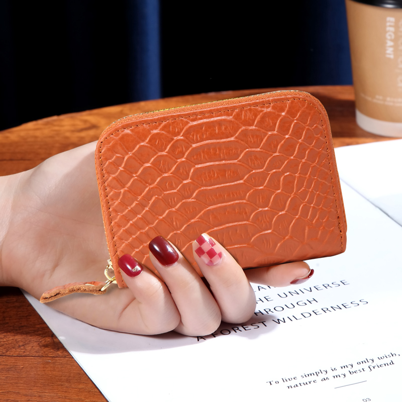 小卡包真皮鳄鱼纹零钱包防消磁